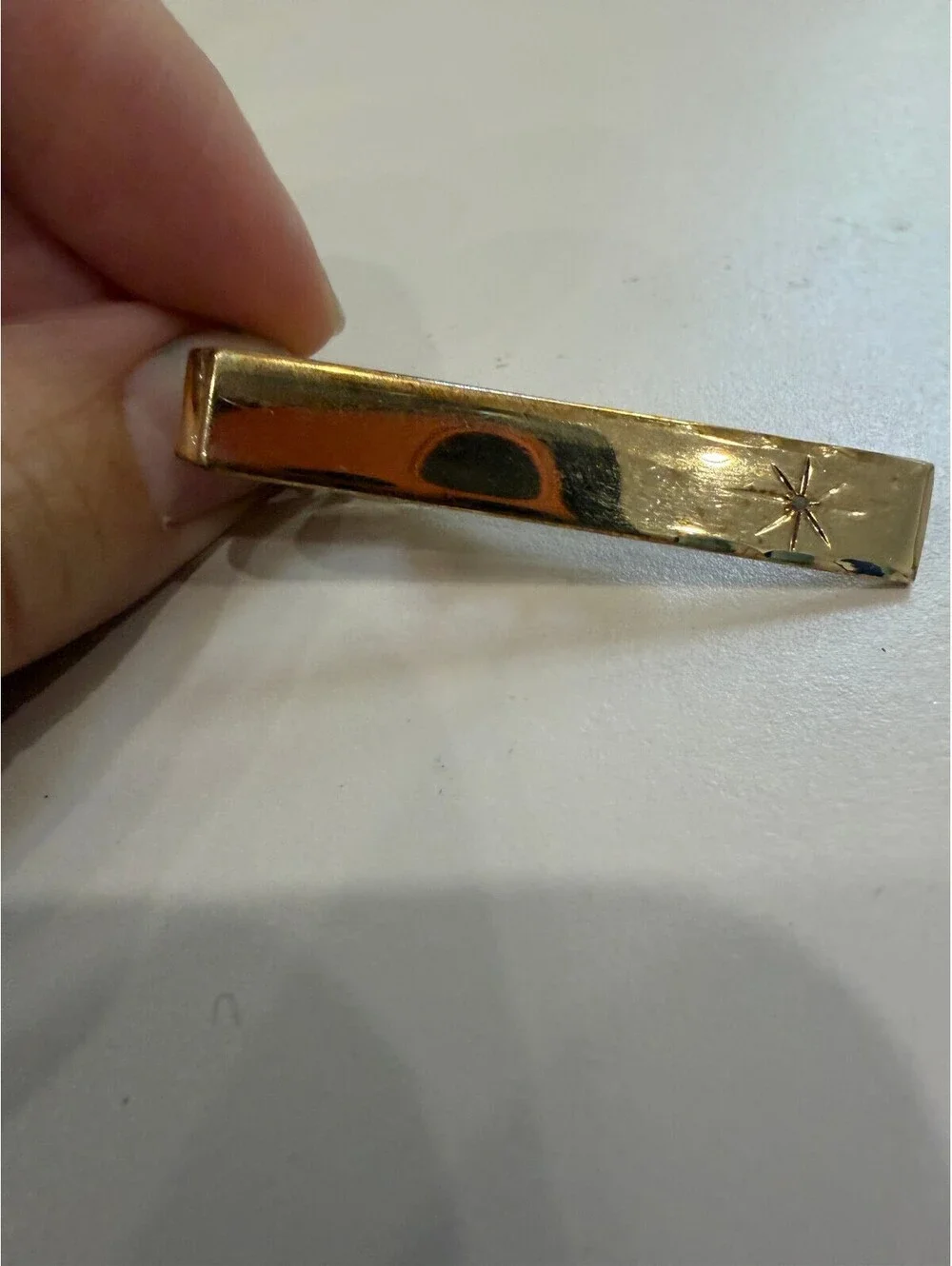 Gold Tone Non-Precious Metal Tie Clip with Star Detail